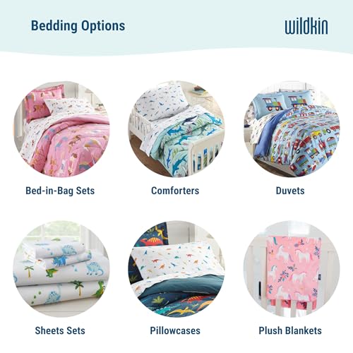 Wildkin 5-Piece Twin Bedding Set – 100% Cotton Comforter, Sheets & Pillowcase for Cozy Cuddles - Dinosaur Land