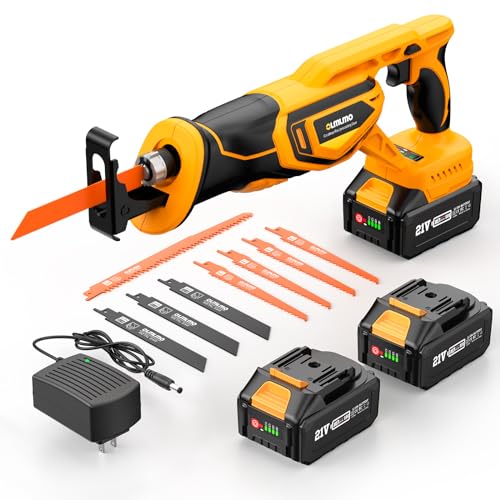 Reciprocating Saw Cordless, Brushless Cordless Reciprocating Saw with 21V 8000mAh Battery, 3000SPM 28mm Reciprocating Stroke, 8 Saw Tool-Free Blade Change Reciprocating Saw for Wood & Metal Cutting