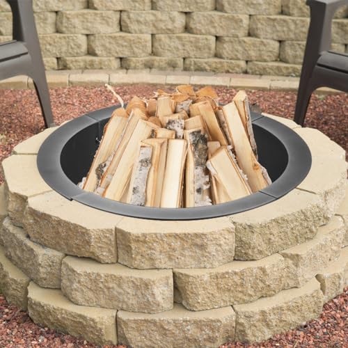 36 inch Fire Ring for Outside with Flower & Plant Pattern, Fire Pit Ring for Camping, Wood Burning Fire Pit for Outside,Yard,Garden,Outdoor Fireplace