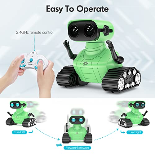 ALLCELE Kid Robot, LED RC Robot Toys, RC Robot for Girls with Walkie Talkie, Programming, Music, Demo and LED Function, Remote Control Robot Toy, Gift for Girls 3-8 Years Old Blue Pink