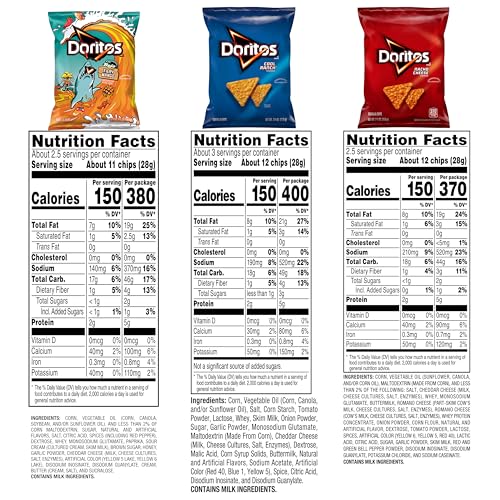 Doritos Flavored Tortilla Chips, Nacho Cheese, 1 Ounce (Pack of 40)