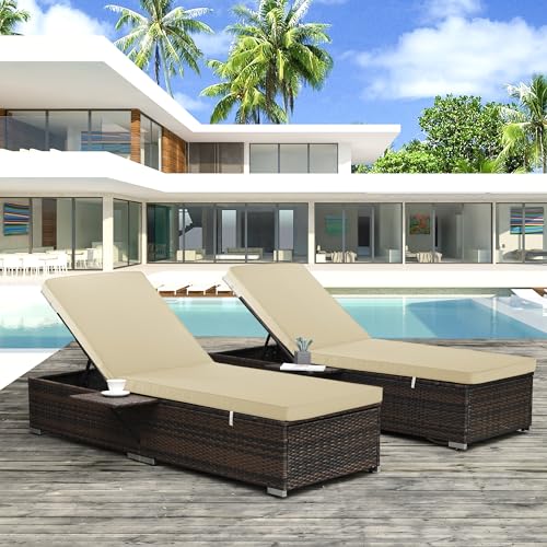 Comcaver Chaise Lounge Cushion for Outdoor Furniture, Waterproof Fade and Tear Resistant Lounge Deck Chair Cushions for Patio Lawn Pool Resort Hotel, 72x21x3 Inch, Beige