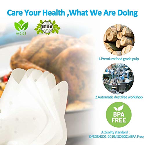 200pcs 8.5inch Square Perforated Parchment Paper Sheets, Premium Nonstick Bamboo Steamer Liner for Air Fryers, Steaming Basket, Oven, Baking, Cooking