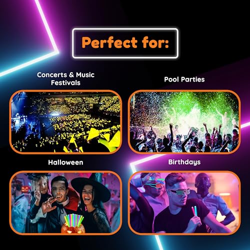 Glow Fever Glow in The Dark Sticks - 100 ct 6" Glow Sticks Bulk Party Pack with End Caps & Lanyards - Glow Party Favors for Concert, Festival, & Wedding - Neon Light Sticks, Blue