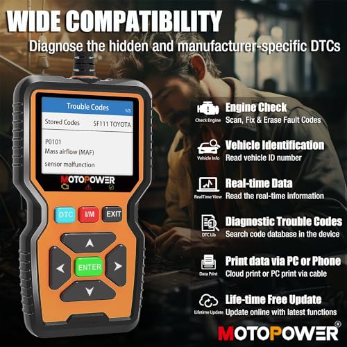 MOTOPOWER MP69039 Car OBD2 Scanner Code Reader Engine Fault Code Reader Scanner CAN Diagnostic Scan Tool Advanced Edition