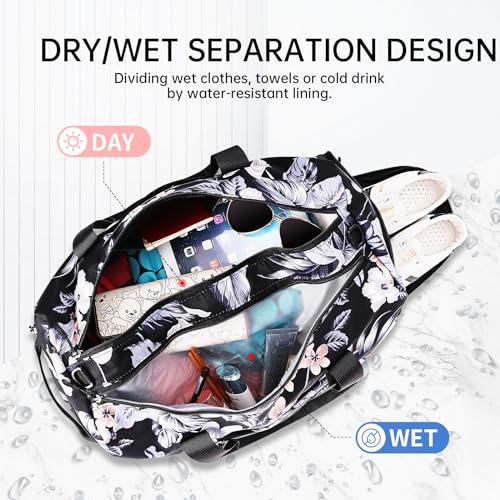 KAMO Travel Duffle Bag, Weekender Bags for Women with Shoe Compartment, Gym Bag for Women with Wet Pocket Workout Dance Tote Bag Personal Item Travel Bag with Trolley Sleeve