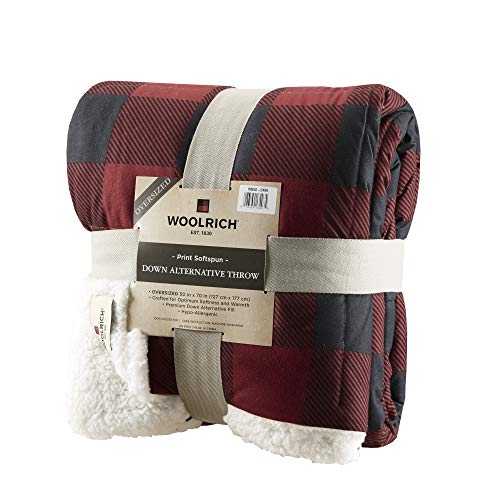 Woolrich Oversized Reversible Throw Blankets Premium Diamond Quilting, Cabin Lifestyle, Soft, Cozy Spun with Sherpa Reverse Cover for Couch, Bed and Office, 50x70, Anderson Grey
