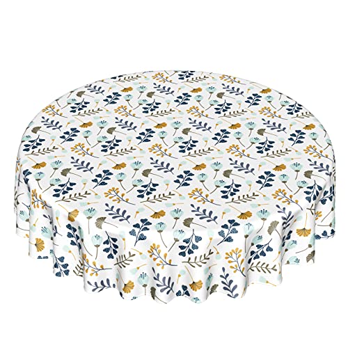 Giwawa Leaf Tablecloth Round 60 Inch - Colorful Leaves Table Cover Colored Botanical Plant Tablecloths Reusable for Kitchen Holiday Home Party Farmhouse