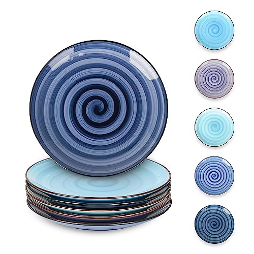 Selamica Ceramic Dessert Plates Set of 6, Small Salad Plates 6 Inch Appetizer Plates for Kitchen, Small Dinner Plates/Dishes for Cake Snacks Side Dish, Microwave Dishwasher Safe, Gradient Blue