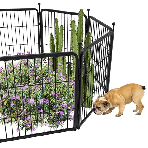 FXW Decorative Garden Fence Panels, Dog Fence for The Yard, Heavy Duty Metal, 32inch High 54ft Long in Total, Black