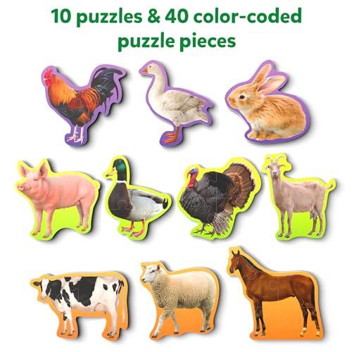 Skillmatics Step by Step Puzzle - 40 Piece Farm Animal Jigsaw & Toddler Puzzles, Educational Montessori Toy for Boys & Girls, Gifts for Kids Ages 3, 4, 5 and Up