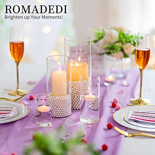 Romadedi Hurricane Glass Candle Holders - Set of 6 Clear Cylinder Vases for Centerpieces Flowers Pillar Candles Floating Votive Wedding Table 6''/7.8''/10'' High