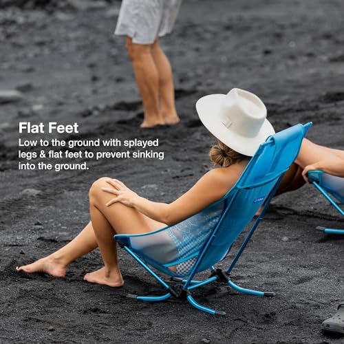 Helinox Beach Chair, 3.18lbs, Lightweight, Lower-Profile, Compact, Collapsible Camping Chair, Black, with Pockets