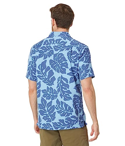 Quiksilver Men's Button Up Woven Top, Dusk Blue Waterfall RAIN 233