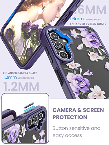 DagoRoo for Samsung Galaxy A16 5G Case+Tempered Glass Screen Protector,Military Grade Protective Slim Soft TPU+Hard PC,Girls Women Crystal Clear Flower Pattern Case Cover for Galaxy A16 5G-Daffodils