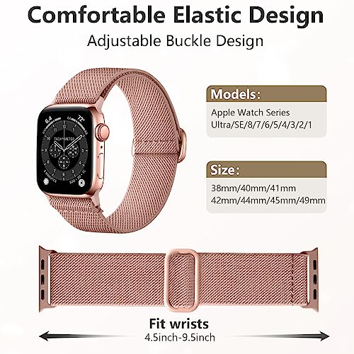 DaQin Compatible with Apple Watch Band 40mm 41mm 38mm 44mm 42mm 45mm 49mm Women Men, Adjustable Stretchy Solo Loop Nylon Elastic Braided Sport Band for iWatch Ultra/Ultra 2 SE Series 9 8 7 6 5 4 3 2 1