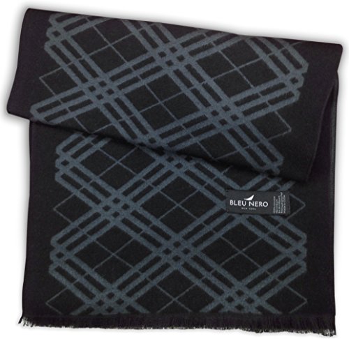 Livativ Bleu Nero Luxurious Winter Scarf for Men and Women – Large Selection of Unique Design Scarves – Super Soft Premium Cashmere Feel Red Black Grey Two-sided Stripes