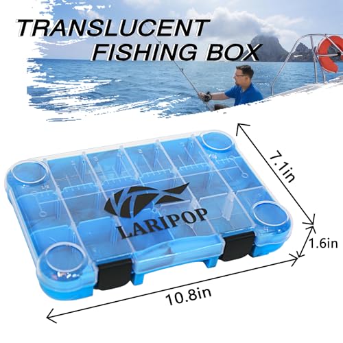 LARIPOP Tackle Boxes, Fishing Plastic Box, Transparent Plastic Storage Organizer Box,Tool Box, Bait Separator -Angler's equipment- 2 Packs /4 Packs Tackle Trays - Parts Box