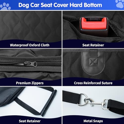 Back Seat Extender for Dogs - Heavy Duty Dog Car Seat Cover for Back Seat Hard Bottom Dogs Seat Cover Extender, Dog Hammock for Car Travel Dog Car Bed, Pet Cover Backseat Protector with Mesh Window