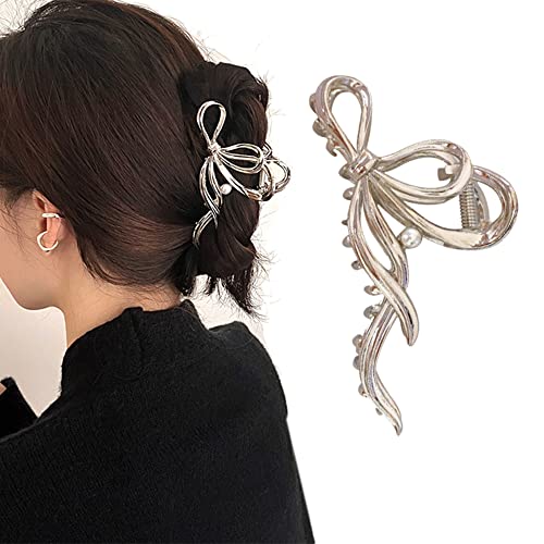 Crystal Tulip Hair Claw Clip, 4inch Diamond Cute Metal Flower Shark Clip Non Slip Hair Clamp Claws for Women Girls