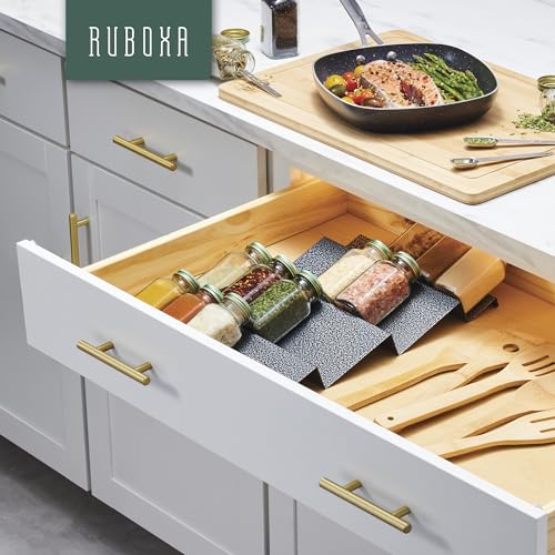 Metal Spice Drawer Organizer (10-1/4" Spice Rack - Expandable) Spice Rack for Drawer Organizer for Cabinet and Drawer with Inclined Racks for Easy Reach Seasoning Organizer No Tools Required
