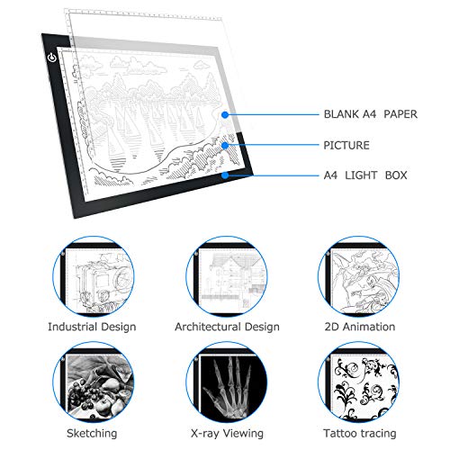 LitEnergy A3 LED Copy Board Light Tracing Box, Ultra-Thin Adjustable USB Power Artcraft LED Trace Light Pad for Tattoo Drawing, Streaming, Sketching, Animation, Stenciling