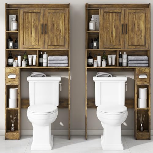 Over The Toilet Storage Cabinet, Farmhouse Storage Cabinet Over Toilet with Barn Door，Home Space-Saving Toilet Rack, for Bathroom, Restroom, Laundry