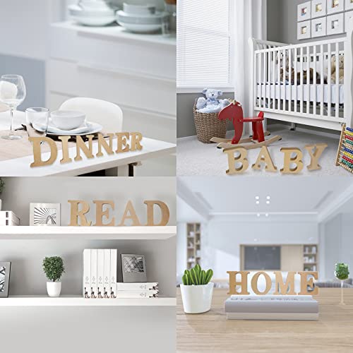 AOCEAN 4 Inch Designable Wood Letters Unfinished Wood Letters for Wall Decor Decorative Standing Letters Slices Sign Board Decoration for Craft Home Party Projects (T)