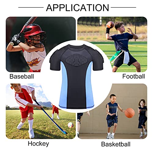 TUOYR Youth Padded Compression Shirt Football Chest Heart Guard Protection for Kids Baseball Shoulder Sternum Protector Boys Kids Breathable Undershirt for Basketball Lacrosse Rugby