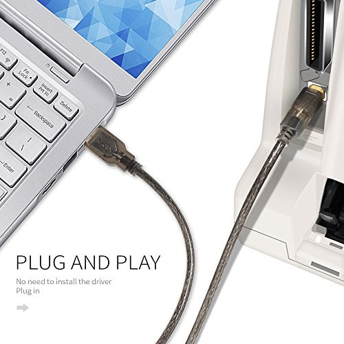 Kzeux Printer Cable USB Printer Scanner Cable 6ft High Speed A Male to B Male Cord for HP, Canon, Epson, Dell, Samsung etc
