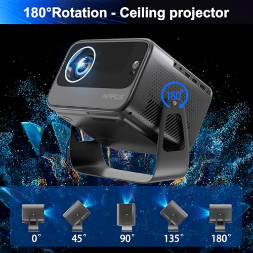 [Auto Focus/Keystone]HIPPUS Projector with WiFi 6 and Bluetooth, Projector 1080P Native 500 ANSI,Object Avoidance, and Screen Adaption, Projector Compatible with iOS/Android（Grey）