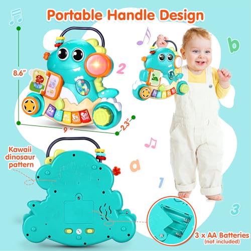 WITALENT Baby Toys 6-12 Months Dinosaur Piano Music Light Up Toys for 1 Year Old Boys Girls Infant Toys for 7 8 9 10 12 18 Months Interactive Piano Keyboard Toys Baby Christmas 1st Birthday Gifts