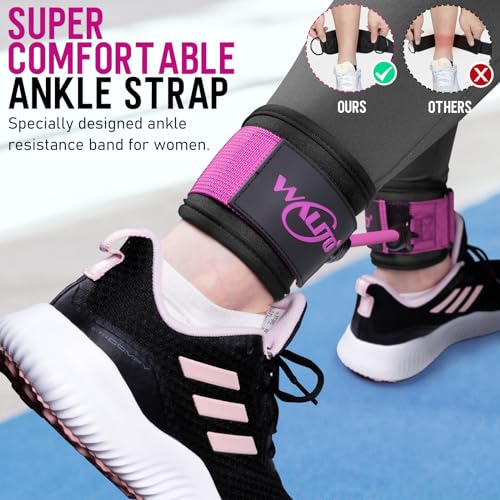 WALITO Ankle Resistance Bands with Cuffs, Ankle Bands for Working Out, Ankle Straps for Women, Exercise Bands for Legs and Butt, Booty Workout Equipment for Kickbacks Hip Fitness Training