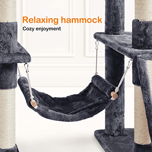 Topeakmart 70 inches Cat Tree Tower with Scratching Post for Large Cats Activity Center Climber Tower Stand Furniture