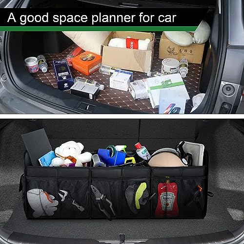 Femuar Large Capacity Trunk Organizer, Waterproof Car Accessory, Non-Slip, Foldable, Suitable for All Vehicles, Black