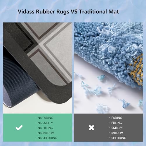 Vidass Non-Slip Rubber Area Rug, Thin Living Room Rug, Entrance Mat Carpet for Kitchen Laundry Bathroom Bedroom, Easy Clean Washable Area Rugs for High Traffic Areas, 3 X 5 Feet, Black White