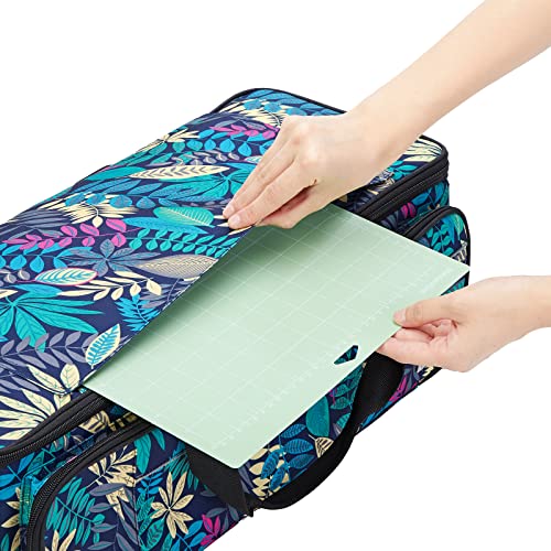 HOMEST Carrying Case with Mat Pocket for Cricut Maker 3, Cricut Explore Air 2, Cricut Maker, Cricut Explore 3, Large Front Pockets for Accessories and Supplies, Floral
