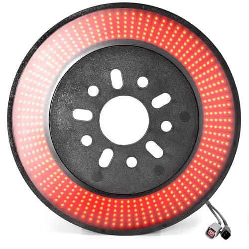 Spare Tire Brake Light LED Third Brake Light Compatible for 2007-2018 Jeep Wrangler JK JKU, Plug-N-Play Bright Red High-Mounted Brake Light Plug and Play Brake Light Rear LED Ring Wheel Light