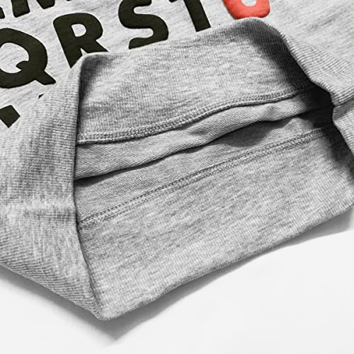 Mrocioa ABC I LOVE U Shirt, Toddler Boys Sweatshirt Kids Valentine's Day Shirt Long Sleeve VDAY Tops Grey Size 2T