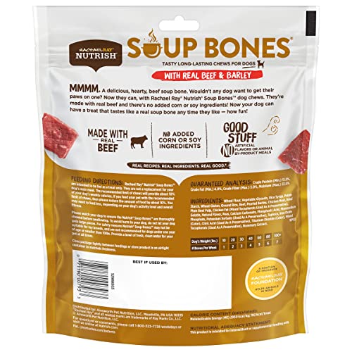 Rachael Ray Nutrish Soup Bones Dog Treats, Beef & Barley Flavor, 6 Bones