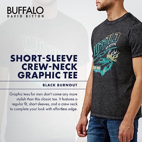 Buffalo David Bitton Men's Short Sleeve Crew Neck Graphic Tee, Charcoal S23