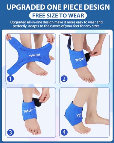 Yetulike Ankle Ice Pack Wrap for Swelling Foot Pain Relief - Ankle Cold Pack Wrap Hot Cold Therapy Ankle Ice Wrap for Sprains, Achilles, Tendonitis