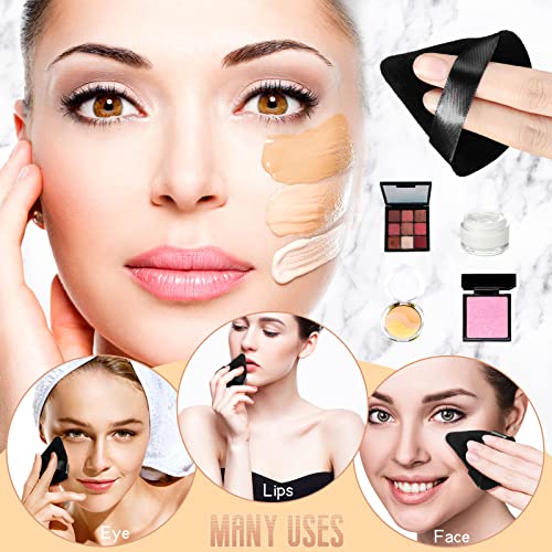 Suclain 48 Pcs Velour Triangle Powder Puff Soft Velour Makeup Puff for Face Powder Makeup Triangle Sponges for Wet and Dry Cosmetic Foundation Loose Mineral Body Makeup Tool(Black)
