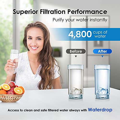 Waterdrop DA29-00020B 𝐍𝐒𝐅 𝟓𝟑&𝟒𝟐 𝐂𝐞𝐫𝐭𝐢𝐟𝐢𝐞𝐝 Refrigerator Water Filter, Replacement for Samsung HAF-CIN/EXP, DA29-00020B-1, RF263BEAESR, (Package May Vary)