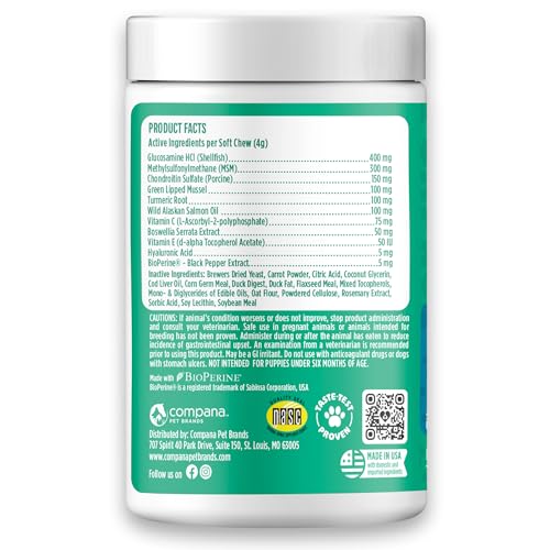 Doggie Dailies, Advanced Senior Hip and Joint Supplement for Dogs, Glucosamine Chondroitin, Premium Hip and Joint Chews for Dogs All Breeds & Sizes, Dog Vitamins and Supplements, (Duck) 120 Chews