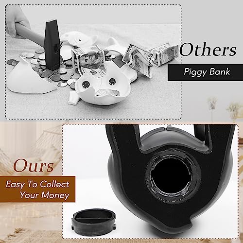 SuBleer French Bulldog Statues for Home Decor,Cute Dog Statue with Tray French Bulldog Accessories & Gifts,Black Or Brown Sculptures Home Decor,Coin Piggy Bank Storage Tray(Black)