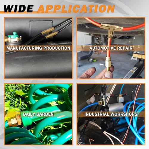 Taiidaues 34 Pcs Brass DOT Air Brake Line Fittings Assortment 1/4" 3/8" 1/2" Air Line Quick Connect Fittings Push to Connect Air fittings Kit with NPT Thread for Semi Trucks or Industrial Air System