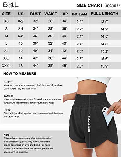 BMJL Women's Athletic Shorts High Waisted Workout Shorts Pocket Running Shorts Gym Sporty Yoga Summer Shorts Pants(S,Light grey371)