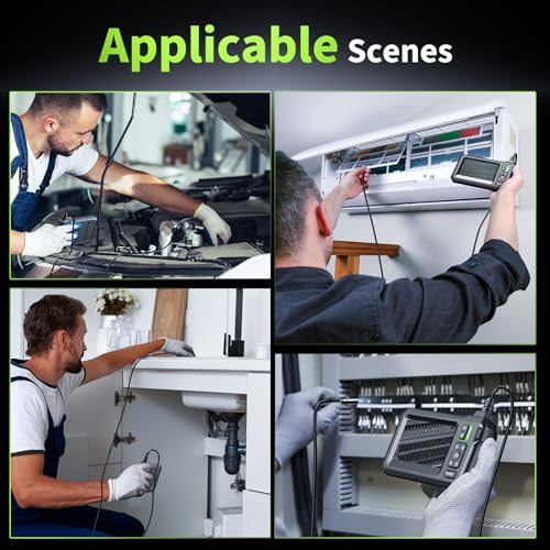 Endoscope Camera with Light, 4.3" Inspection Camera, 1920P HD Borescope Camera with 8 LED Lights, IP67 Waterproof Snake Sewer Camera, 16.4FT Semi-Rigid Cord Drain Pipe Camera Cool Gadgets Tool