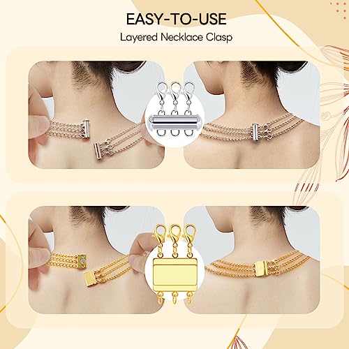 16 Pcs Magnetic Jewelry Clasps and Necklace Layering Clasp Necklace Extenders Gold Silver,Multiple Sizes and Styles Chain Extenders Magnetic Clasps for Jewelry Necklace Bracelet